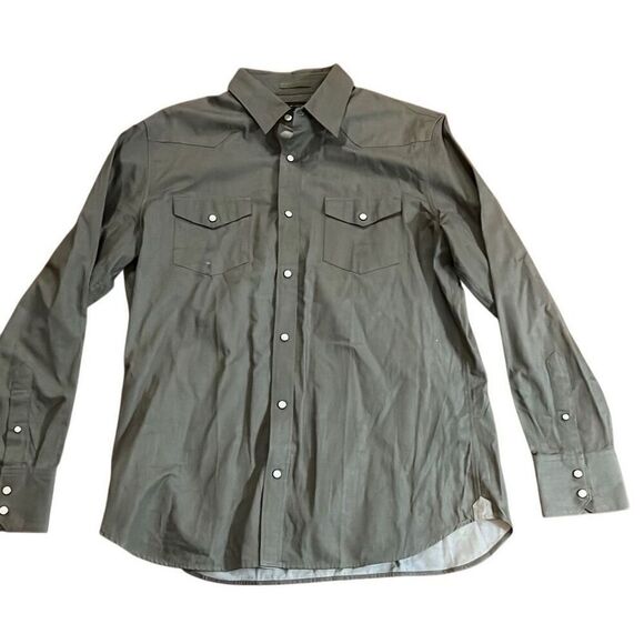 Banana Republic men’s western style long sleeve snap up shirt size large 16 to 1